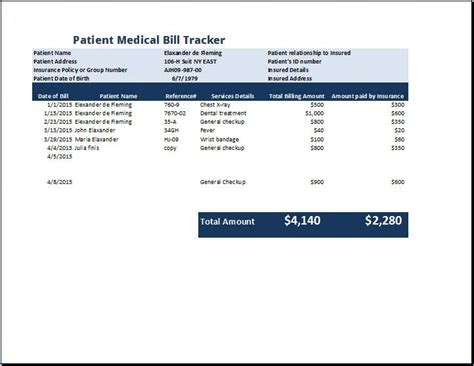 Patient Medical Bill Word File Medical Billing Invoice Template