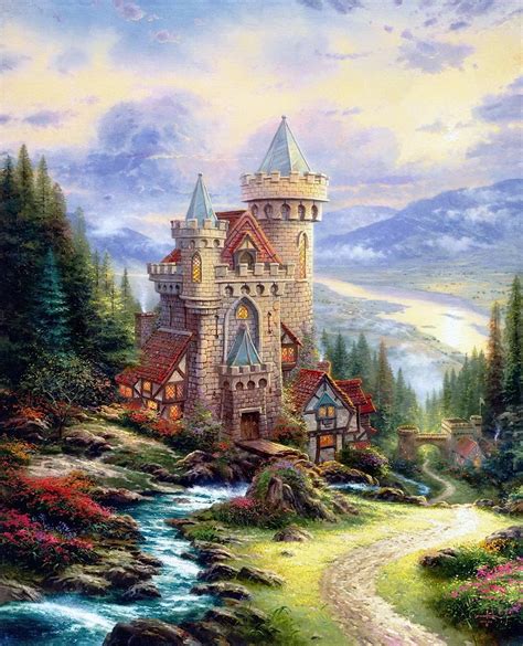 Fantasy Castle Landscape Abstract Oil Painting Modern Wall Art Picture