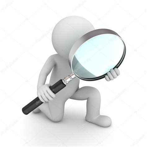 Man Holding Magnifying Glass 3d Man Holding Magnifying Glass Isolated