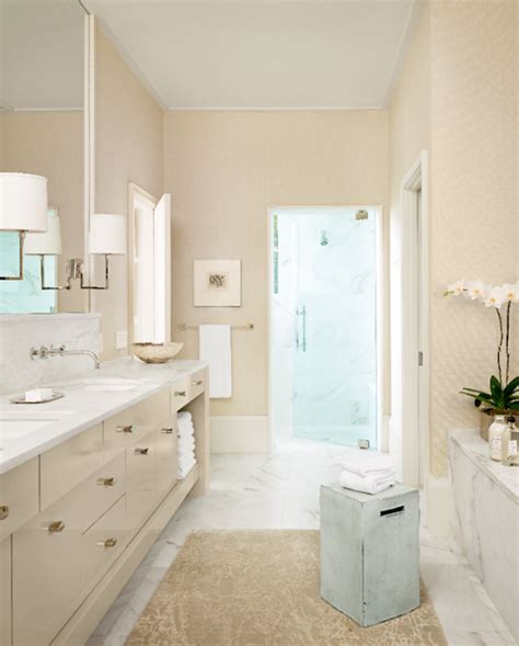 White And Beige Bathroom Transitional Bathroom Collins Interiors