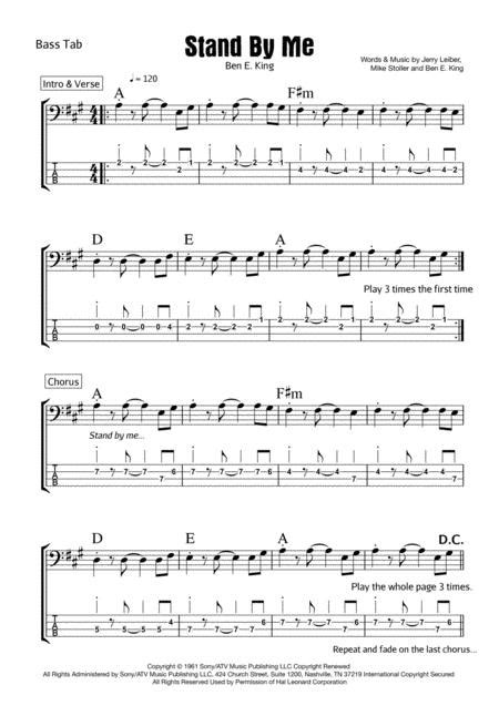 Stand By Me Beginner Bass Music Sheet Download Sheetmusicku Com