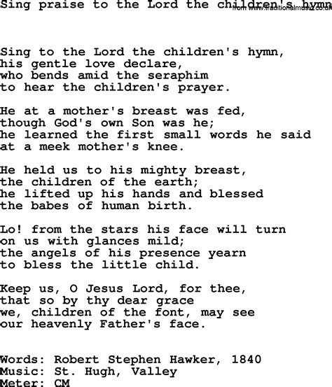 Hymns Ancient And Modern Song Sing Praise To The Lord The Childrens