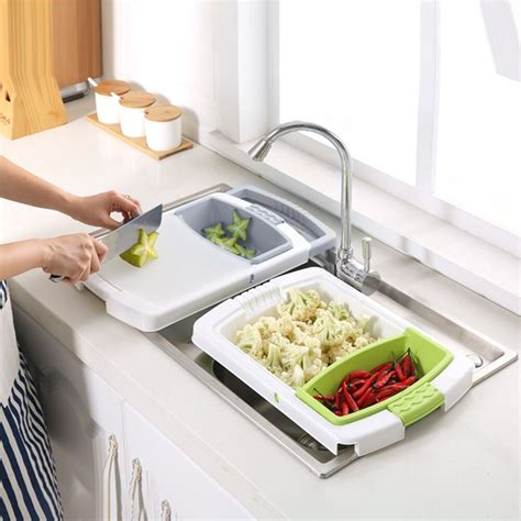 Simply line them up on a shelf. Plastic Drain Cutting Board With Adjustable Anti Corrosion ...