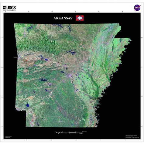 Arkansas Satellite Poster Map — Aerial Views From Space