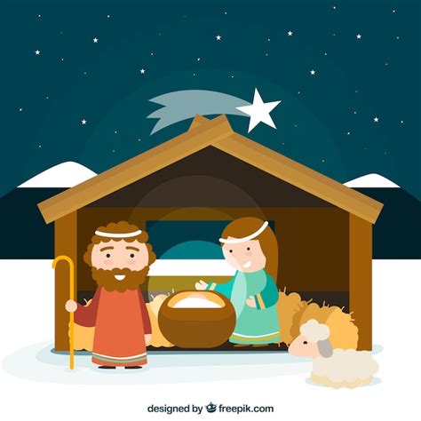 Free Vector Cute Nativity Scene