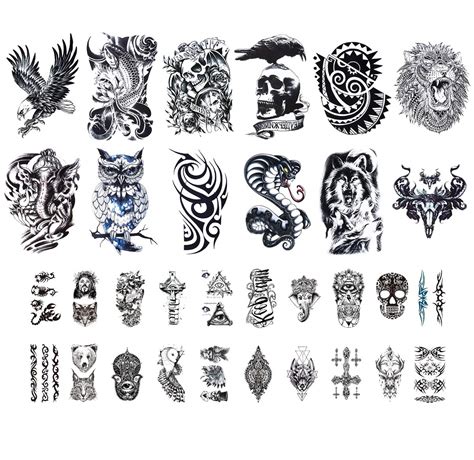Buy 32 Sheets Temporary Tattoos Stickers 12 Sheets Fake Body Arm Chest