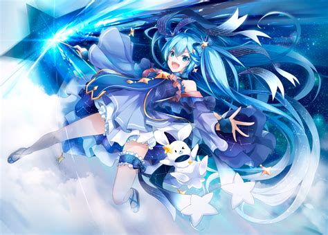 Ajigo Animal Aqua Eyes Aqua Hair Bow Dress Garter Gloves Hatsune Miku