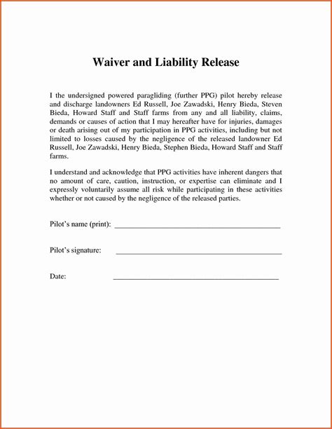 Waiver Form Template For Sports Lovely Sample Parental Release Form 10