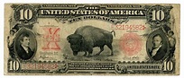 1901 $10 United States Legal Tender Note Buffalo Currency Rare US Raw ...