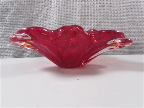 Lot Detail Thick Heavy Red Art Glass Bowl