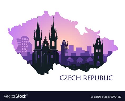 Landscape Of Prague With Sights Abstract Skyline Vector Image