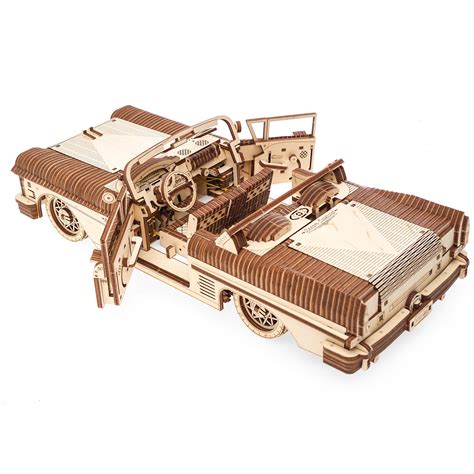 3D Wooden Vintage Car Puzzle Kit Cabriolet 3D Mechanical Etsy