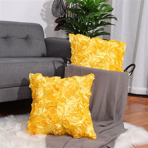 2pcs 3D Satin Rose Flower Throw Pillow Cover Shells,Pure Floral Cushion Covers for Couch Sofa,16 ...