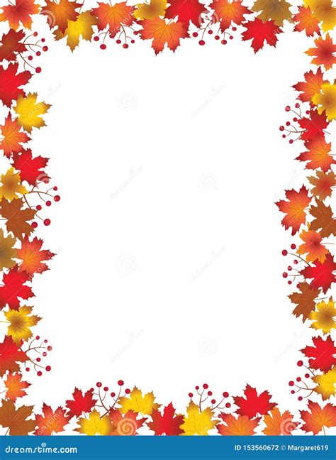 Autumn Leaves Border Isolated On White Background Stock Vector