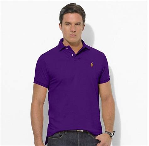 Ralph Lauren Mens Custom Fit Mesh Short Sleeve Polo Shirt Purple Rage