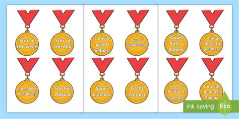 Classroom Award Medals Editable Medals For Kids
