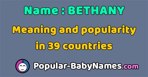 The Name Bethany Popularity Meaning And Origin Popular Baby Names