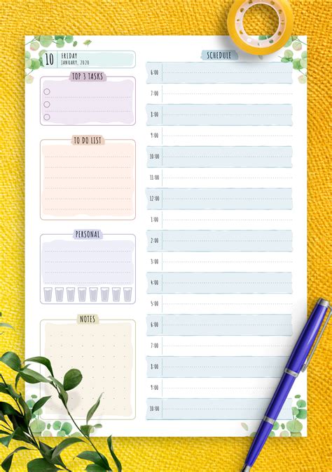 Download Printable Dated Daily Planner Floral Style Pdf