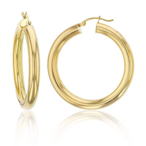 Decadence 14k Yellow Gold Solid Polished Hoop Earrings For Women