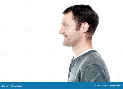 Side View Portrait Of Smiling Man Stock Image Image Of White Middle