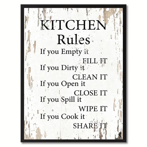 kitchen rules saying canvas print black picture frame home decor wall art ts kitchen rules