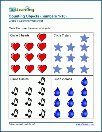 counting objects worksheets  grade   learning