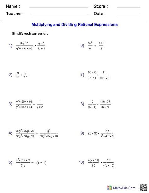 Pre Algebra Rational Numbers Worksheets