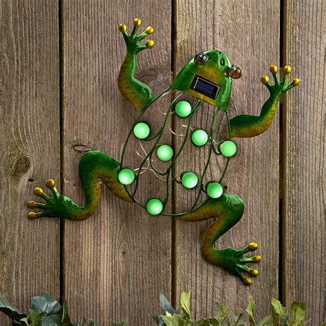 Solar Lighted Frog Garden Wall Art Accent Ready To Hang