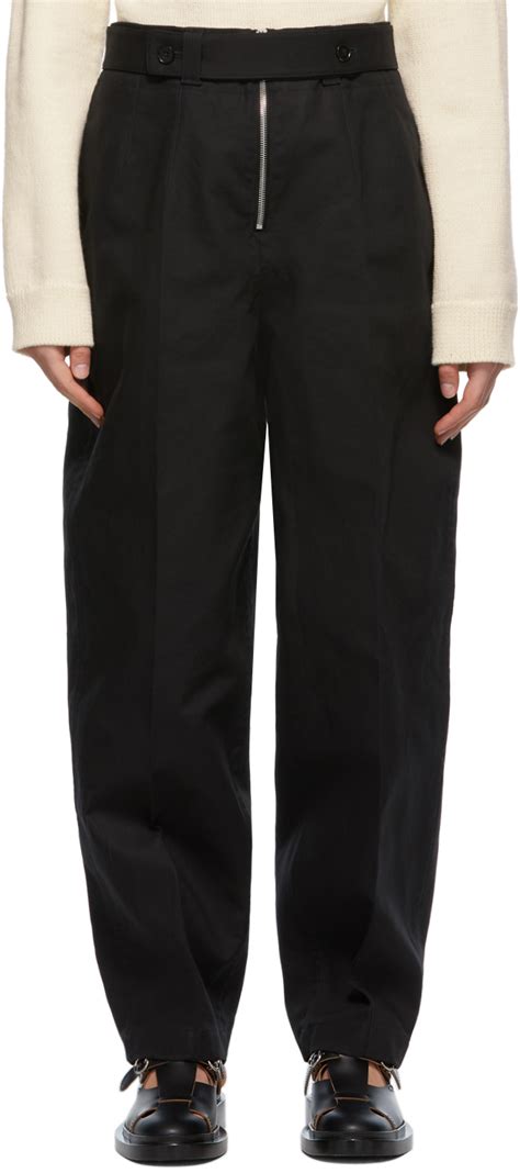 Jil Sander Black Cotton Trousers SSENSE UK