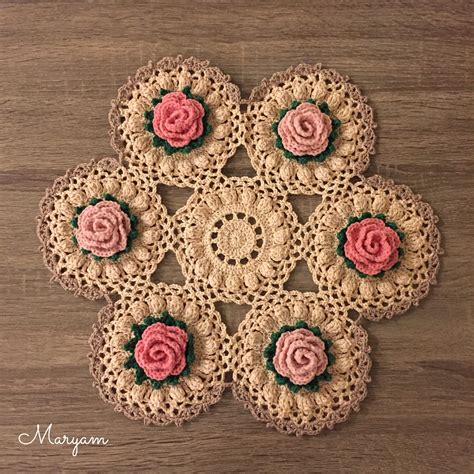 Maryam Crochet New Crochet Doily With Flowers