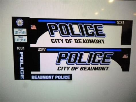 Beaumont Texas Police Patrol Vehicle Decals 124