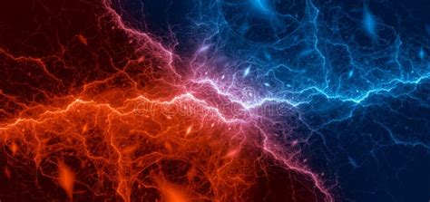 Blue And Red Lightning Abstract Plasma Background Fire And Ice Stock