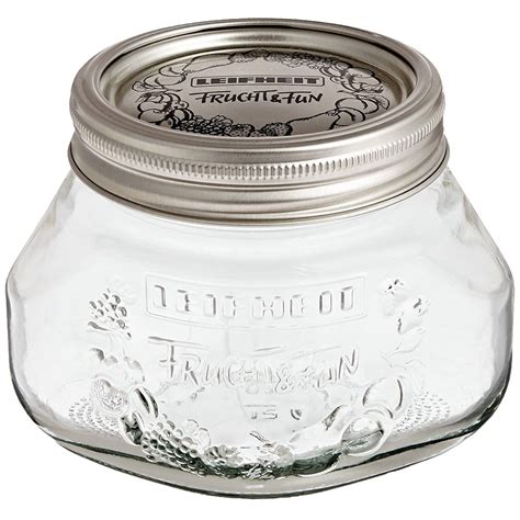 6 Leifheit Small 17 Oz Glass Wide Mouth Mason Jar For Canning