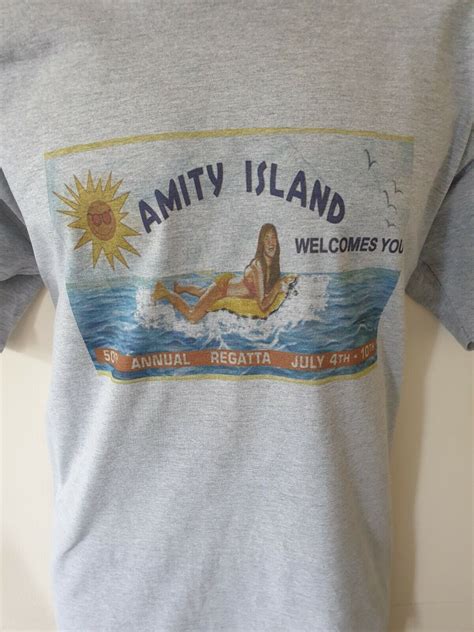 Amity Island Welcomes You Poster Inspired T Shirt Jaws Quints Retro