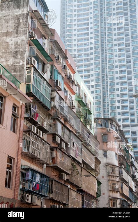 Balconies With Washing Hanging Out To Dry Macao Flats And Apartment