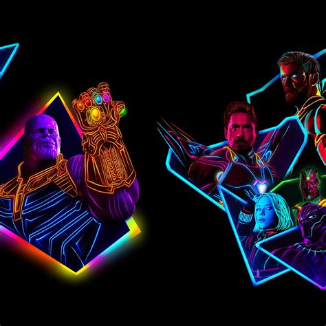 2932x2932 Resolution Avengers Infinity War 80s Neon Style Art Ipad Pro