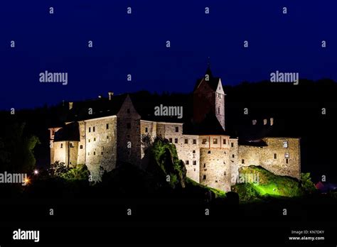 Loket Castle At Night Czech Republic Stock Photo Alamy