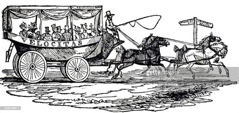 An Engraving Depicting A Horse Drawn Omnibus London Dated 19th