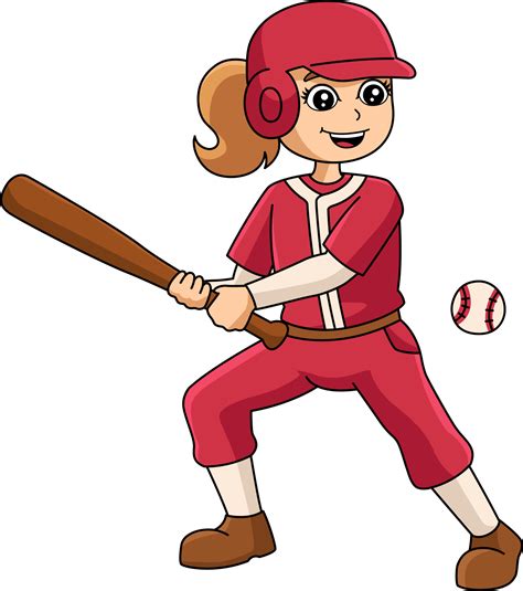 Girl Playing Baseball Cartoon Colored Clipart 7066891 Vector Art At