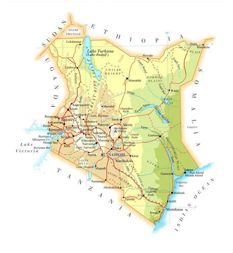 Mappa Fisica Del Kenya Caratteristiche Fisiche Mappa Africa Orientale