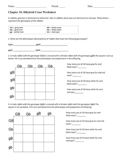 Chapter 10 Dihybrid Cross Worksheet Fill And Sign Printable Template