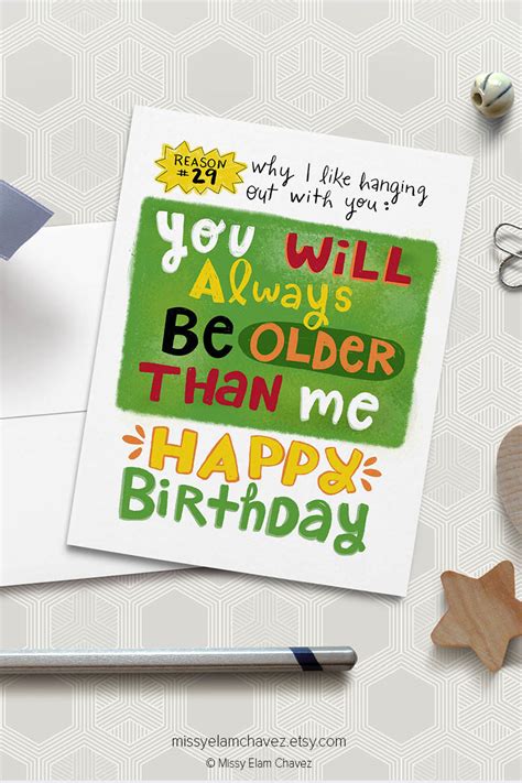 Older Than Me Birthday Card Eventeny