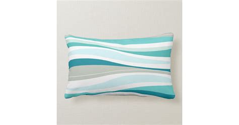 Curvy Lines Aqua Designer Lumbar Pillow Zazzle