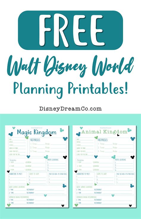 Free Disney World Planning Printables Disney Vacation Planner Disney