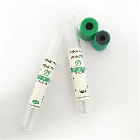 Dark Green Top Vacutainer Blood Tube With Additive Of Heparin Sodium