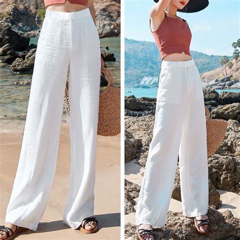 100 Cotton Wide Leg Pants Summer Thin Casual Pants Womens Korean