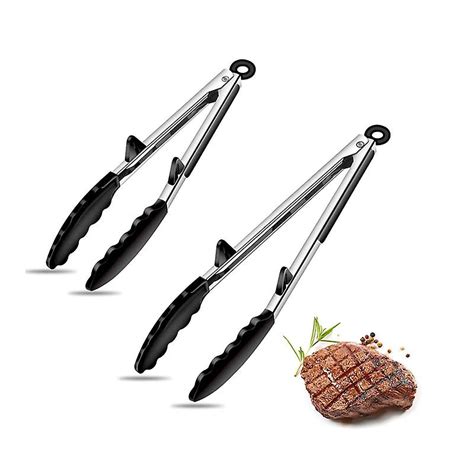 9 Inch Kitchen Tongs Cooking Tongs With Silicone Tips And Stainless Steel Handles With Smart
