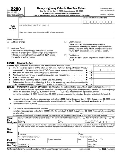 Irs Form 2290 Heavy Highway Vehicle Use Tax Return Forms Docs 2023