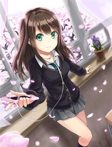 Image Result For Anime Girl Green Eyes Brown Hair Moe Anime Anime