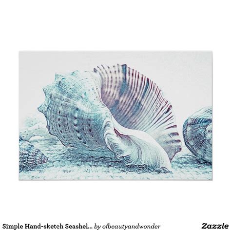 This is hand painted with watercolor on 250 g, 100% cellulose, cold pressed, watercolor paper. Simple Hand-sketch Seashell Drawing | Poster | Seashell ...